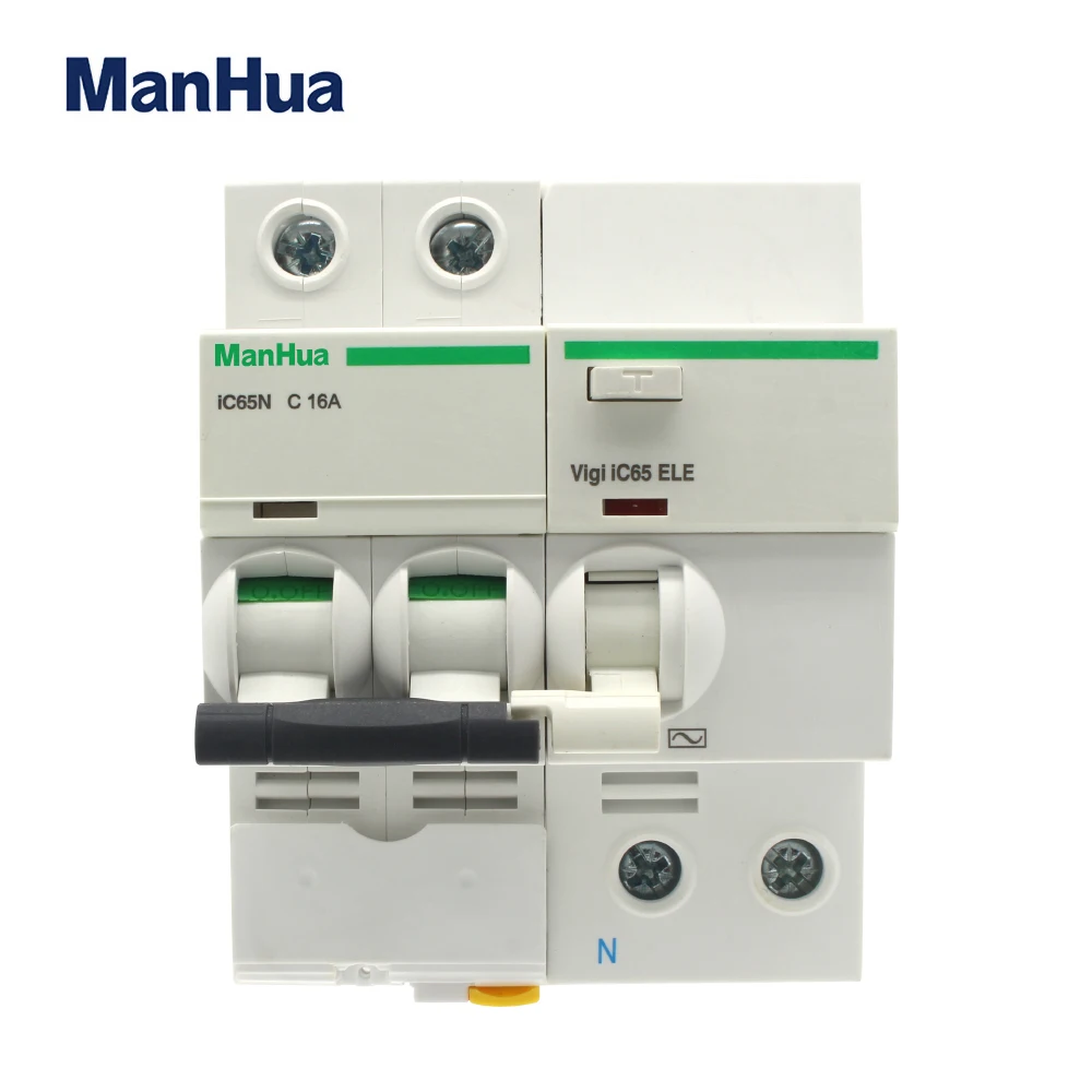 ManHua IC65N 2P Double pole C16A  30MA Type AC230 V 50Hz Leakage Residua circuit breaker  over current protection RCBO