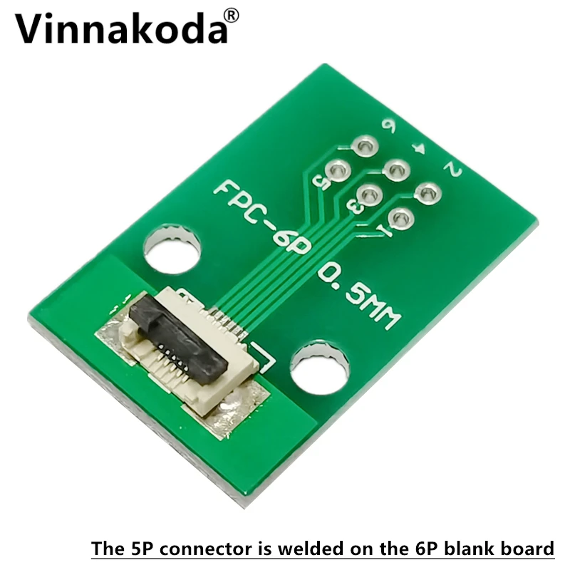 Placa adaptadora FFC/FPC, conector abatible soldado de 0,5 MM-5P a 2,54 MM, 5 uds.