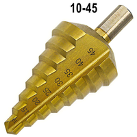 Hss Multiple Hole 8 Sizes 10/15/20/25/30/35/40/45mm Titanium Step Drill Bit 8 Steps Cone Drill Bit Hole Groove Metal Wood Cut