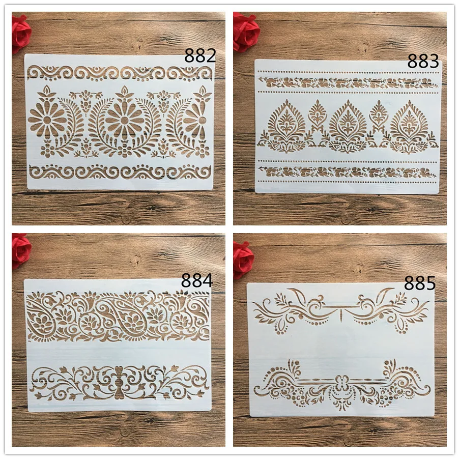 4pcs/set A4  Mandala Stencils Painting Coloring Embossing Scrapbook Album Decorative Template cake stencil paris decorations