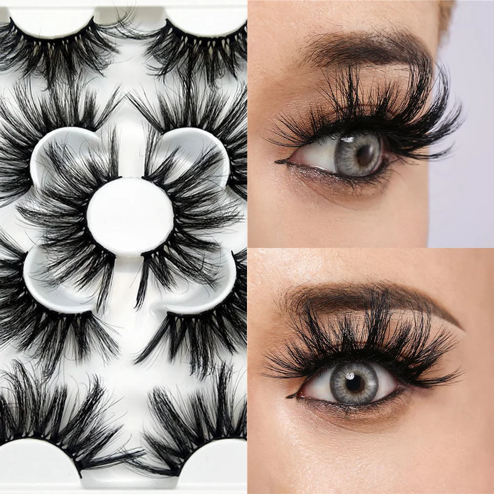 25mm lashes mink bulk wholesale, 7 pairs faux mink eyelashes natural soft false eyelash extensions makeup Lashes wholesale