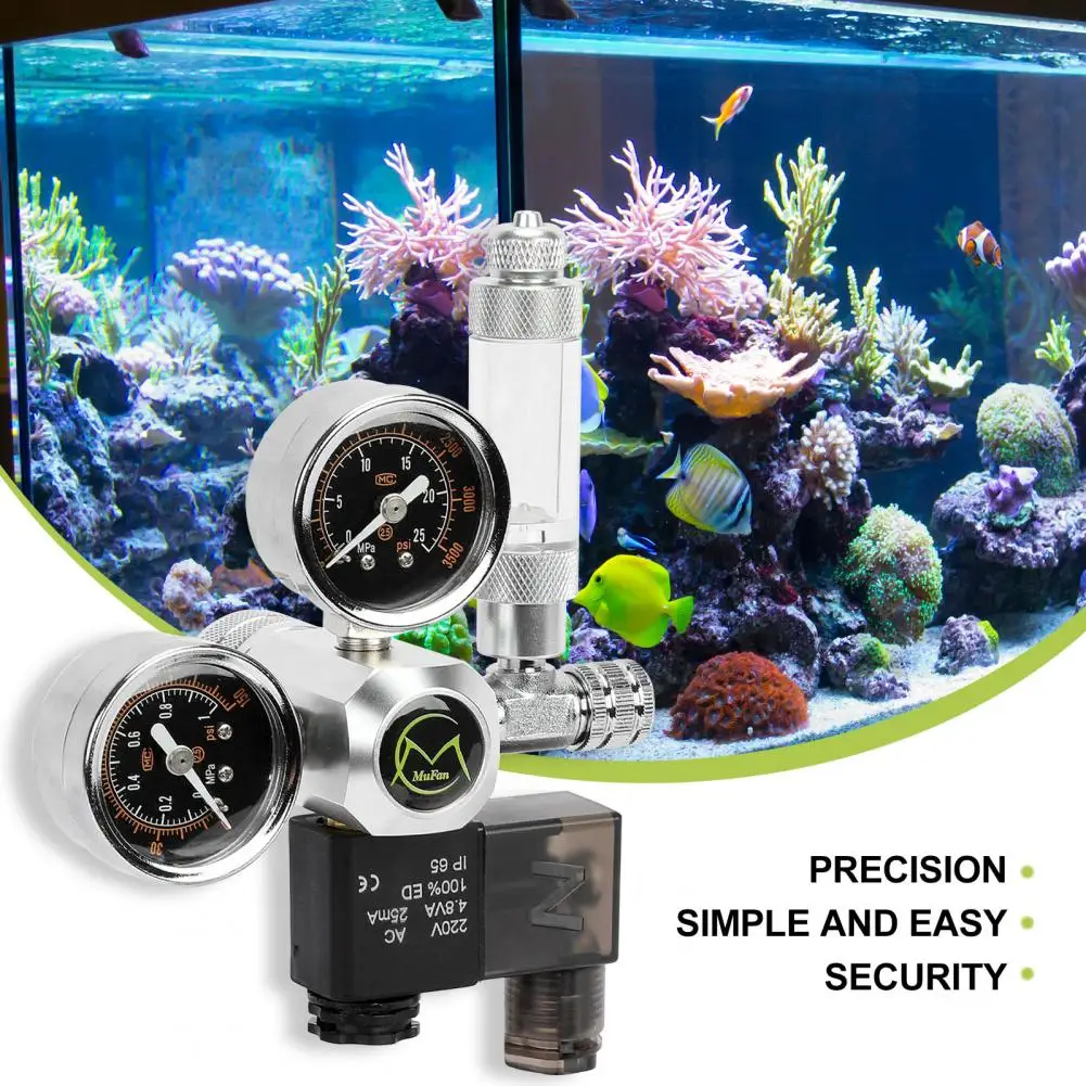 Professional Good Sealing Easy to Read Aquarium CO2 Regulator Adjustable CO2 Solenoid AC Regulator with Bubble Counter