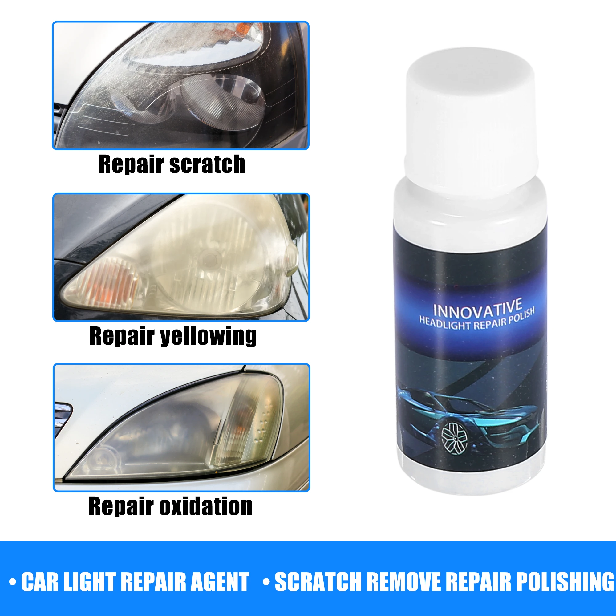 X Autohaux 20ml Car Headlight Repair Fluid Set with Sponge Scratch Remove Repair Polishing Car Light Repair Agent