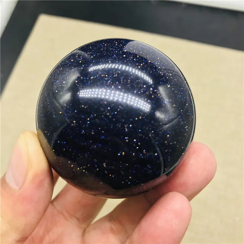 

Natural Blue Sand Goldstone Sand Sphere Quartz Crystal Globe Ball Chakra Reiki Healing Crystal Carved Crafts Home Decoration