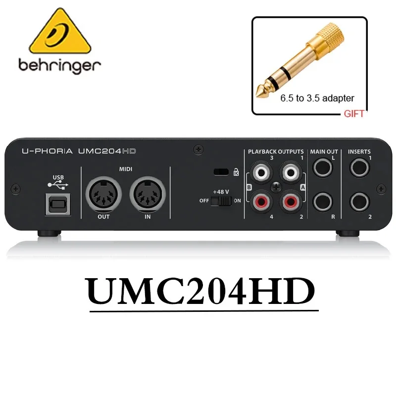 Звуковая карта Behringer UMC204HD/UMC202HD/UMC22, аудиоинтерфейс записи, независимая внешняя звуковая карта, прямая трансляция миди Звуковая карта Behringer UMC204HD/UMC202HD/UMC22, аудиоинтерфейс записи, независимая внешняя звуковая карта, прямая трансляция миди