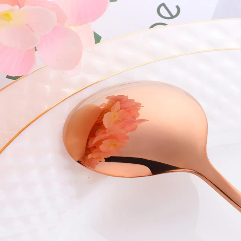 1PC Colorful Stainless Steel Serving Round Shape Spoon Coffee Scoops Ice Cream Dessert Tea Spoon Tableware Kitchen Cafe Tools