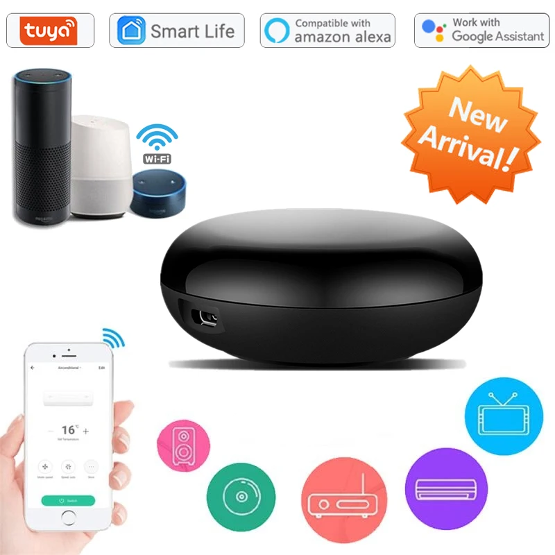 

Tuya WiFi Smart Home IR Remote 360° 10m Voice Control Alexa Google Home Works With TV Air Conditioning Appliances Smart Life App