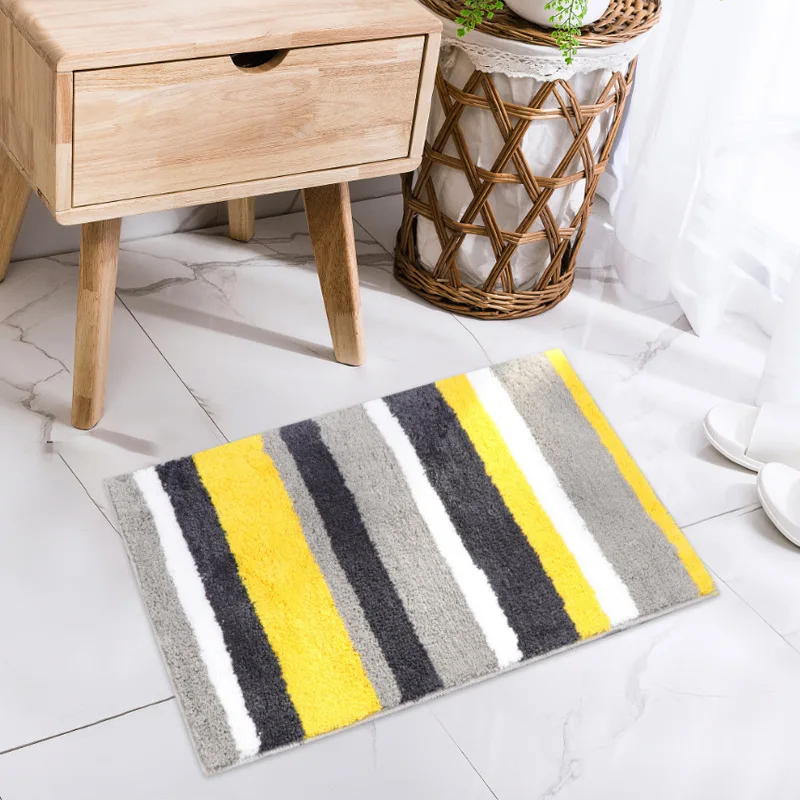 Microfiber Line Double Stripe Household Floor Mats Living Room Aisle Kitchen Decor Carpet Bathroom Non-slip Absorbent Carpets