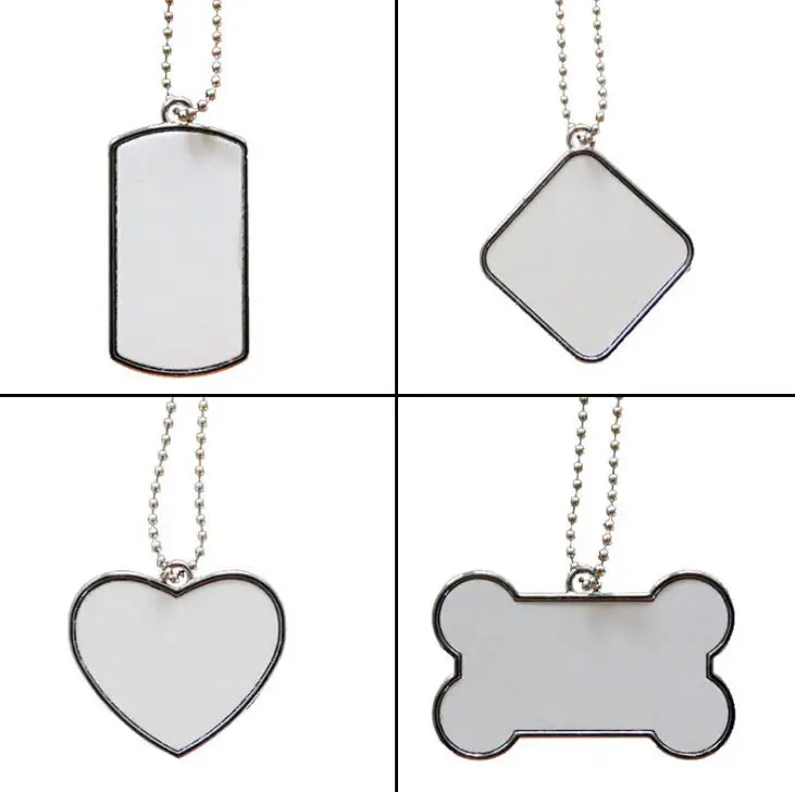 

Blank white sublimation dog tag Stainless steel pet ID card Puppy Cat identification tag metal pet pendant with chain SN3728