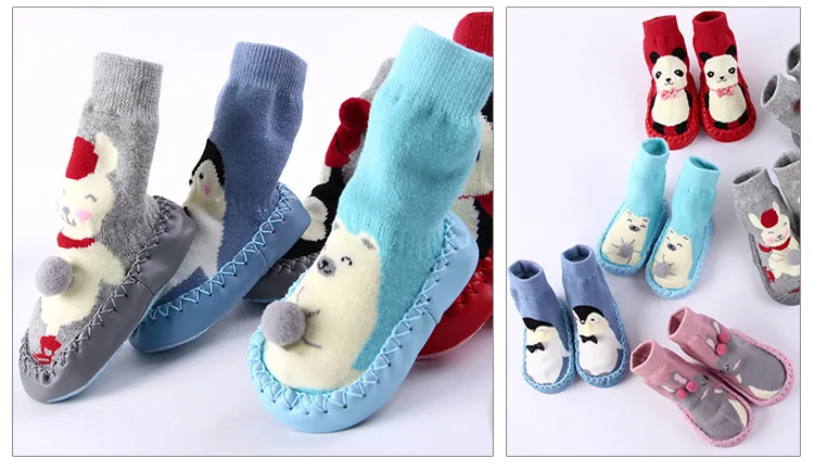 Toddler Indoor Sock Shoes Newborn Baby Socks Winter Thick Terry Cotton Baby Girl Sock with Rubber Soles Infant Animal Funny Sock