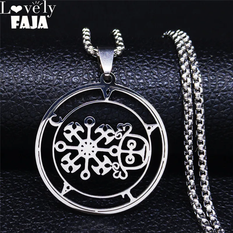 Stainless Steel Demon Seal Statement Necklace Men/Women Silver Color Satan VALAC Necklaces & Pendants Jewery chaine N1339S03