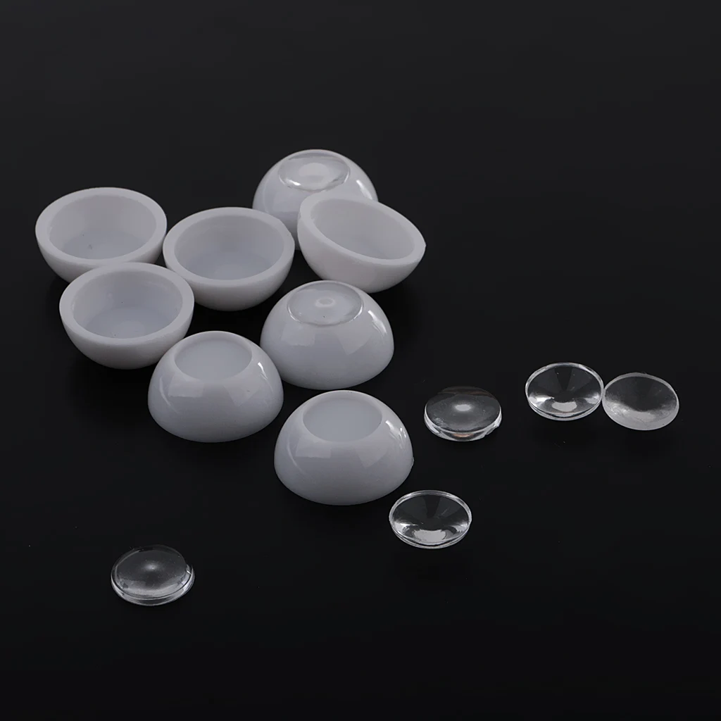 4 Pairs 14mm Acrylic Plastic Half Round Hollow BJD Doll Eyes With Separate 8mm