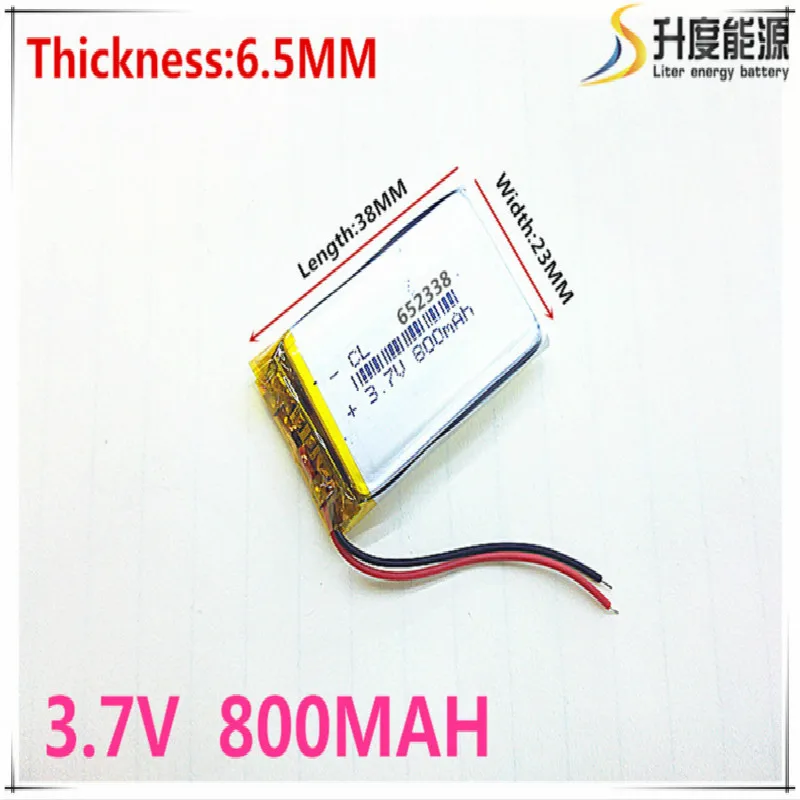 3.7V lithium polymer battery 6.5*2338 652338 800mAh MP3 MP4 GPS Bluetooth 6.5*23*38mm lithium battery small stereo bluetooth GPS