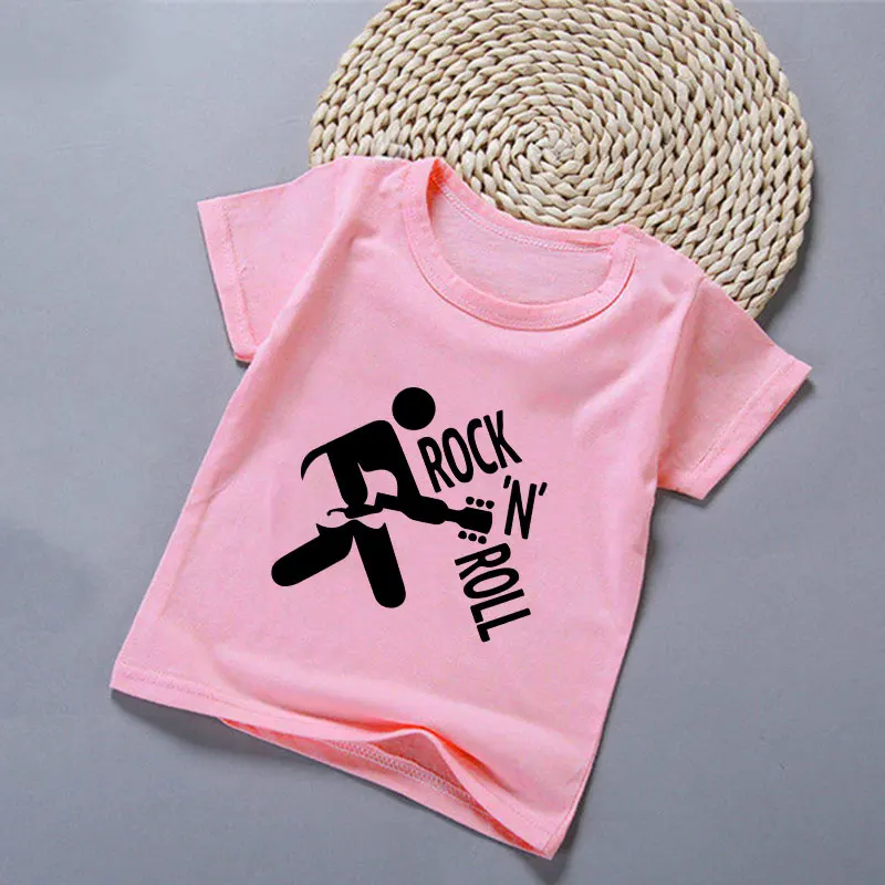 Kawaii Children Clothing Cartoon T Shirt For Kids Summer Top Tees Boys Girls Funny Skull Rock Gesture Anime Tshirt O-neck Unisex