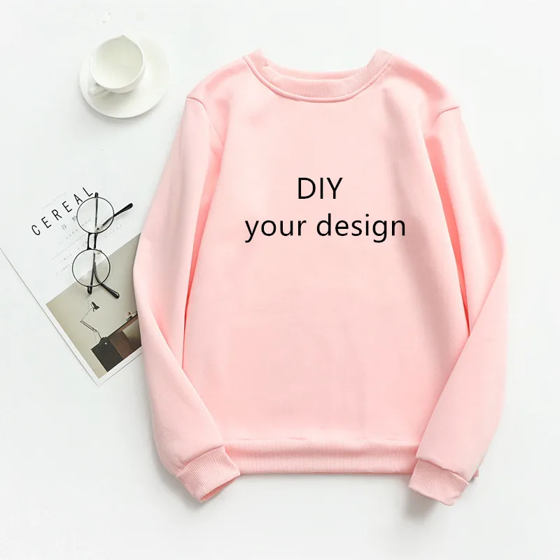 Personalised Custom Sweatshirt Men Women Unisex Print Customized Tracksuit Pullover White Pink Grey Jumper DIY Winter Hoodies