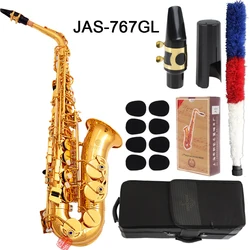 JupClaJAS-767GL Alto Mib Tune Saxophone Nouvelle Arrivée Laiton Or Laque Musique TingE-flat Sax Avec Étui Accessoires