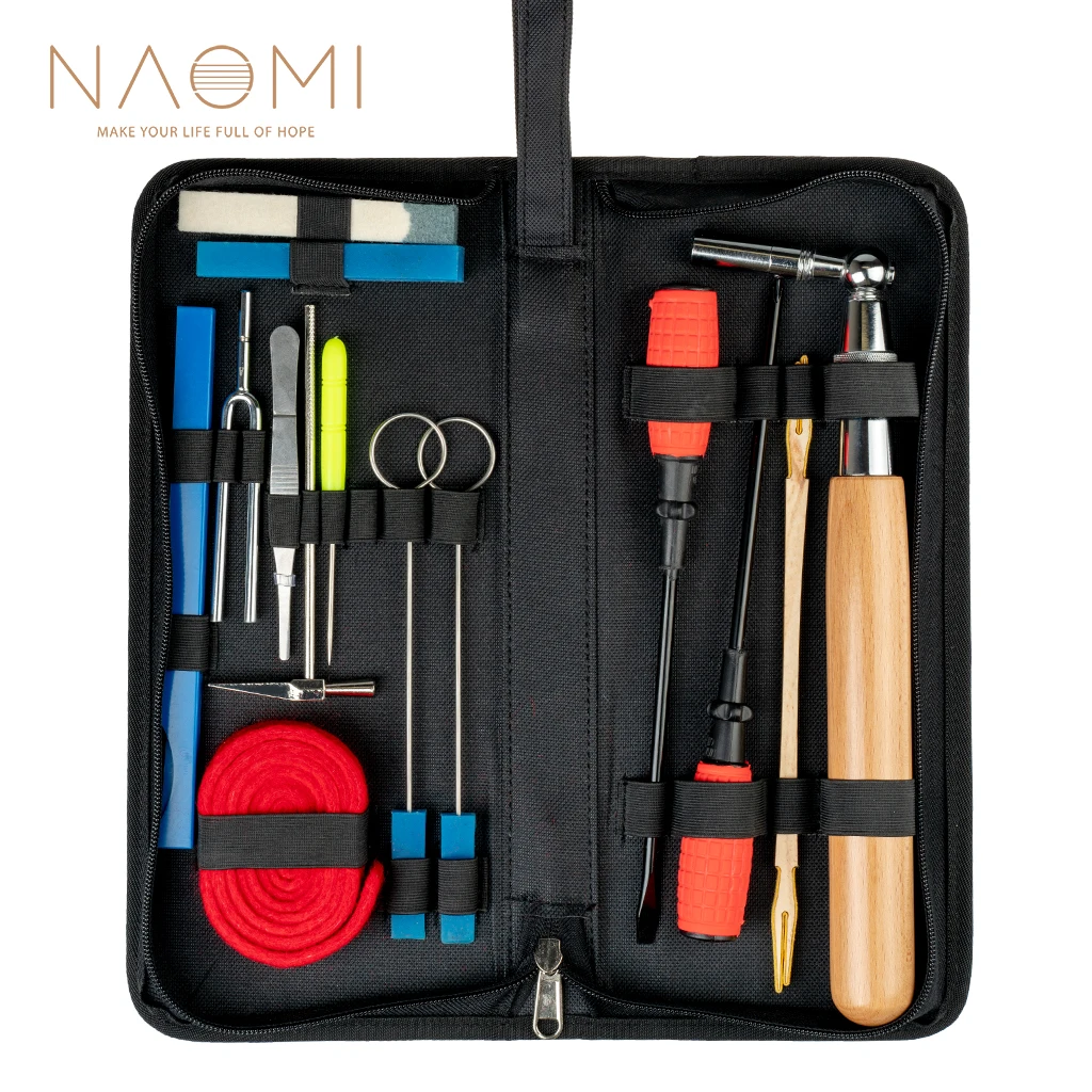 

NAOMI 16pcs Professional Piano Tuner Kit Star Head L-Shape Tuning Hammer Piano Wrench Mute Fork Screwdriver Belt Tweezers Clip