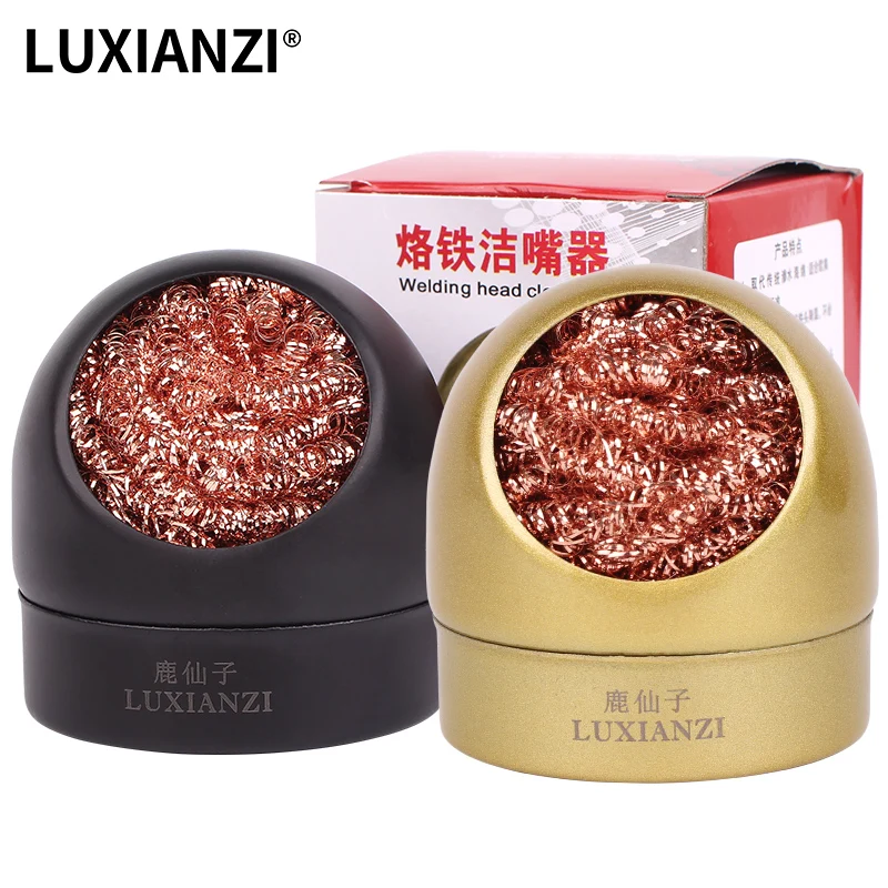 LUXIANZI Cleaning Ball with Holder Desoldering Soldering Iron Mesh Filter Cleaning Nozzle Tip Copper Wire Cleaner Tin Remover