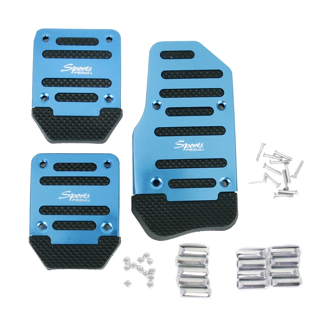 Set 3pcs Non-Slip Racing Sport Manual Car  Brake Pedal Pads Blue