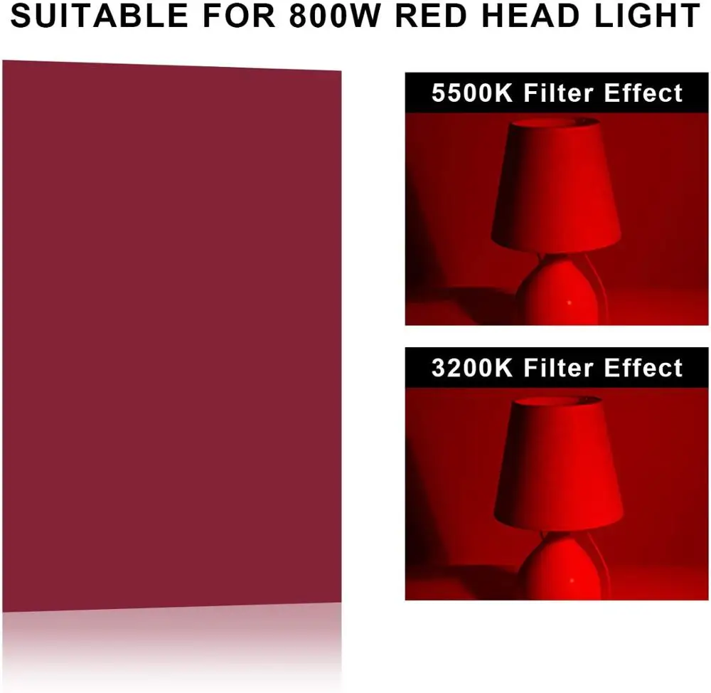 Selens 16x20 inches Lighting Gels Photo Lights Gel Filters Transparent Color Correction Light Sheets for Photography Red Head