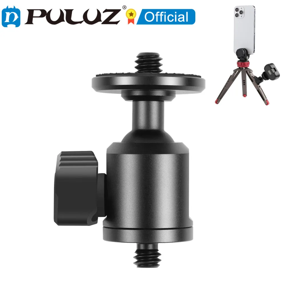 PULUZ 1/4 3/8 inch Outer Inner Screw Metal Tripod Ball Head Adapter with Knob Lock