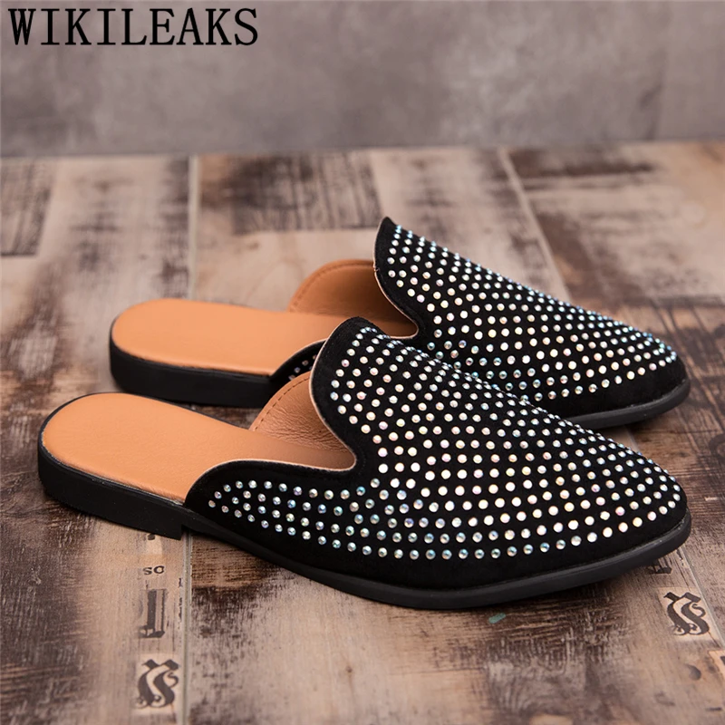 

Мюли Замшевые мужские, полуботинки, повседневная обувь, без застежки, цвет черный