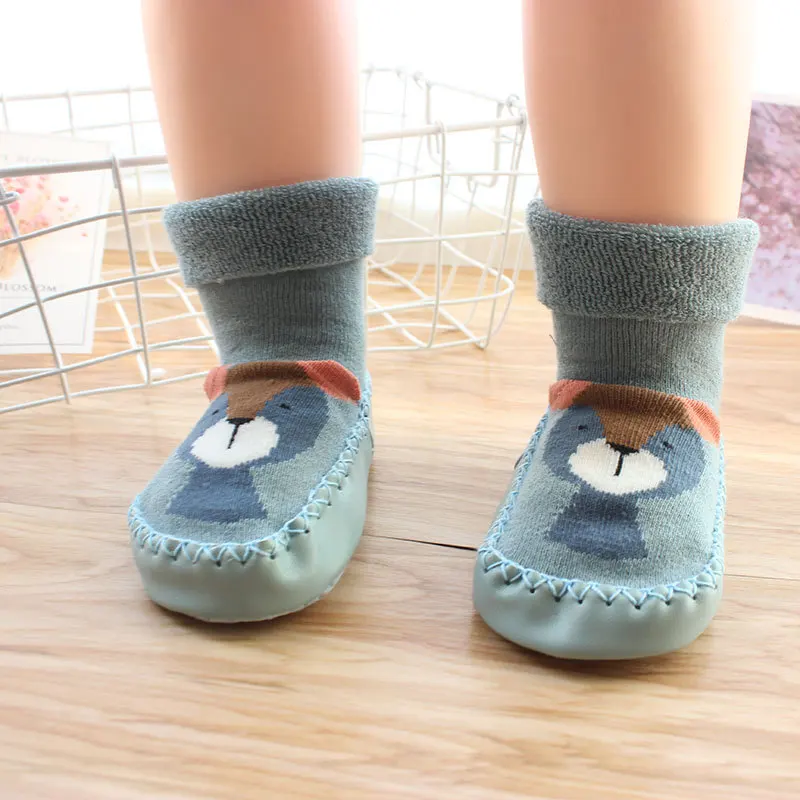 Children Anti-slip Shoes Newborn Baby Boy Girl Cotton Non-slip Floor Sock Rubber Sole Cartoon Indoor Stocking Infant Freeshippig