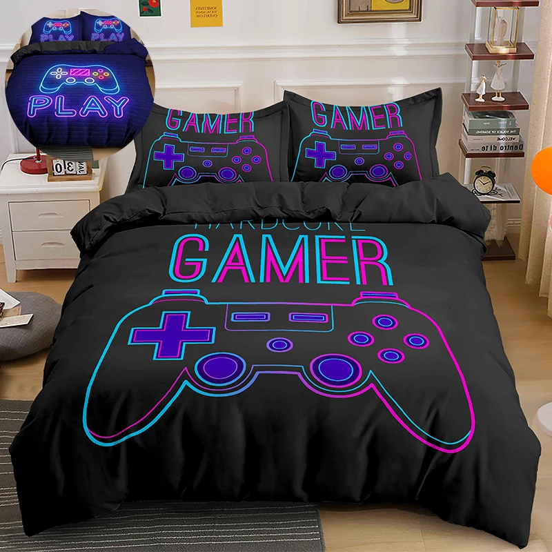 

Gift for Boys Duvet Cover Set Bed Game Elements Printed Bedding 14 Size