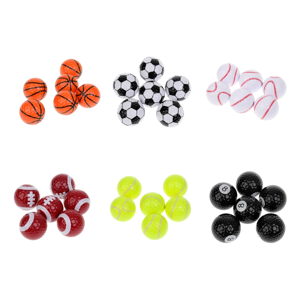 6 Pieces/ Balls Pattern Novelty Golf Balls Practice Balls Golf Accessories Golfer Gift