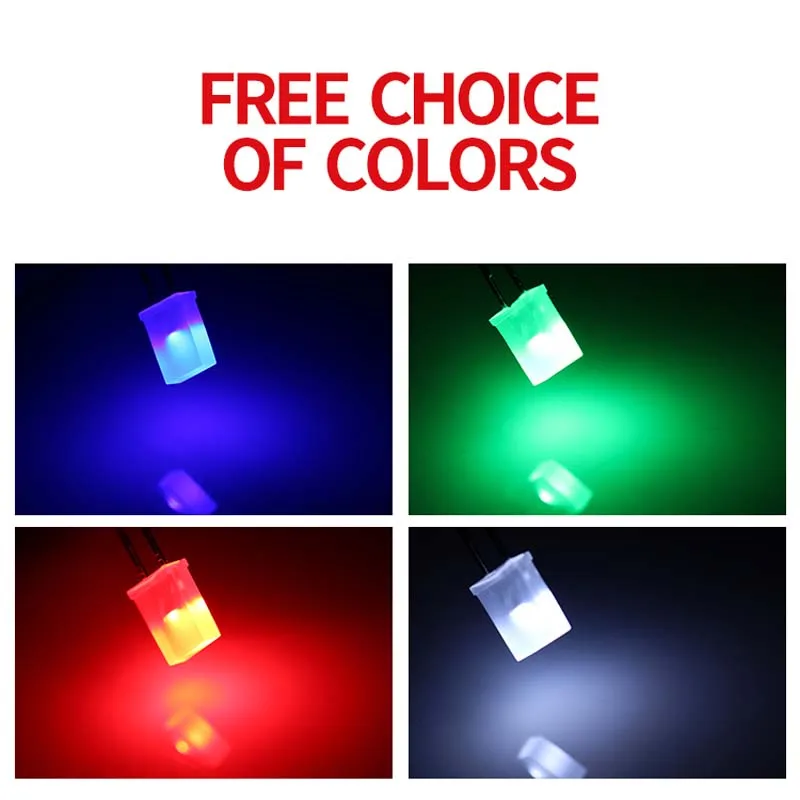 1000PCS 2x5x7mm square Foggy long leg red blue yellow green light-emitting diode LED