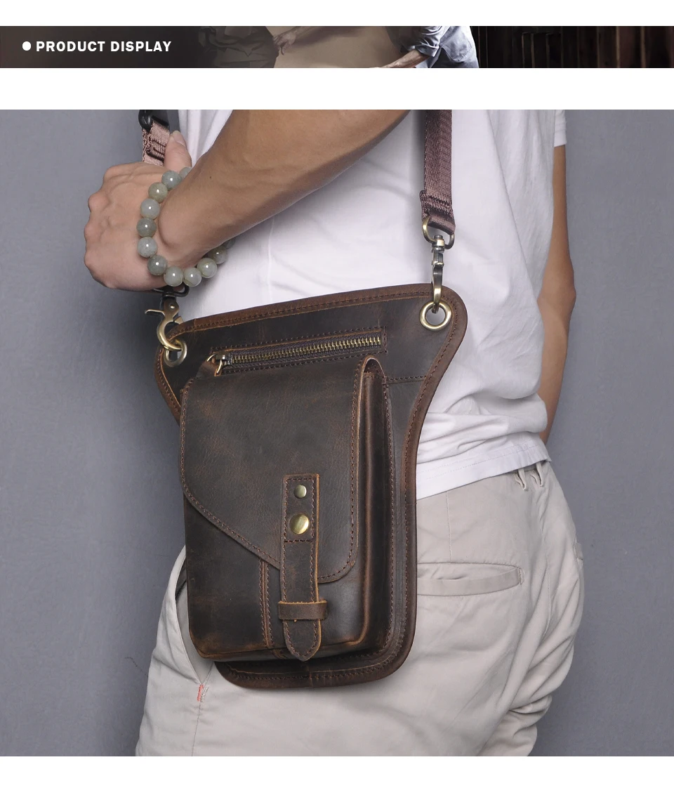 Crazy Horse-Bolso de hombro clásico para hombre, bolsa de cinturón de cintura de Fanny de viaje, para pierna y muslo, 211-6