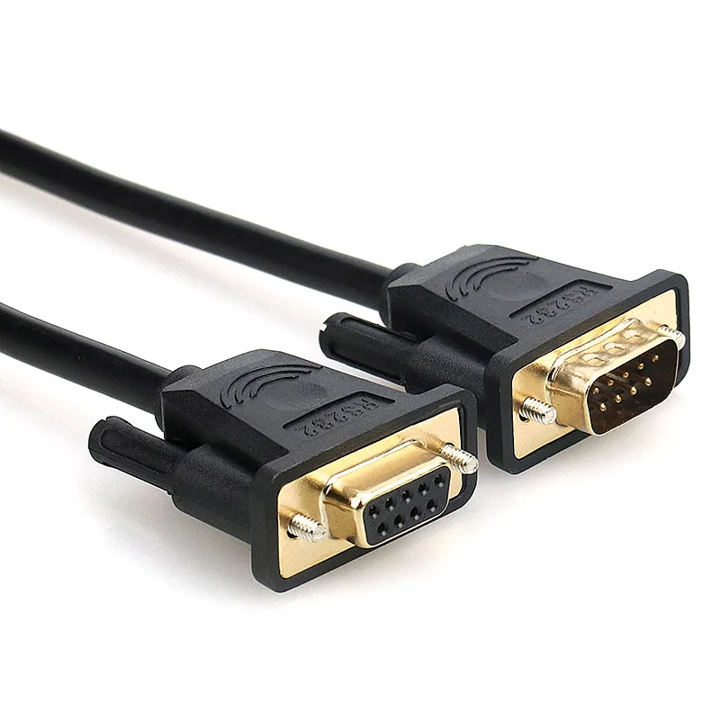 Black Straight Through DB9 RS232 Serial Cable - DB9 RS232 Serial Extension Cable - Male to Female Cable 1m 5feet/1.5m 10feet 3m