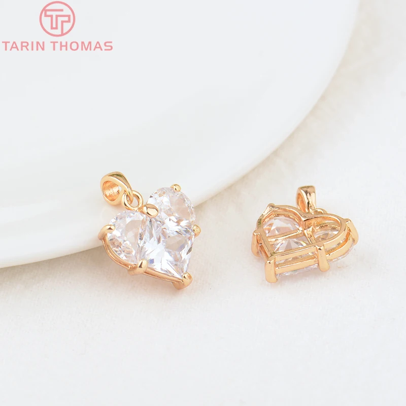 (278) 2PCS 23x15MM 15x19MM 24K Gold Color Brass with Zircon Flower Charms Pendants High Quality  Jewelry Findings Accessories