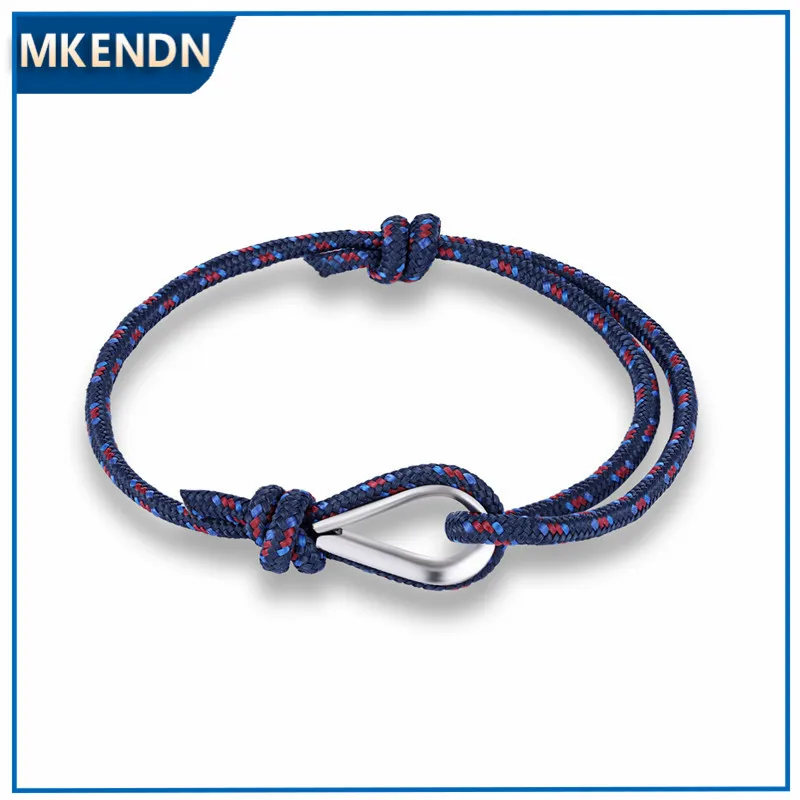 MKENDN New Arrival Fashion Sport Camping Parachute Navy Blue Cord Men Women Nautical Survival Rope Chain Bracelet Summer Style