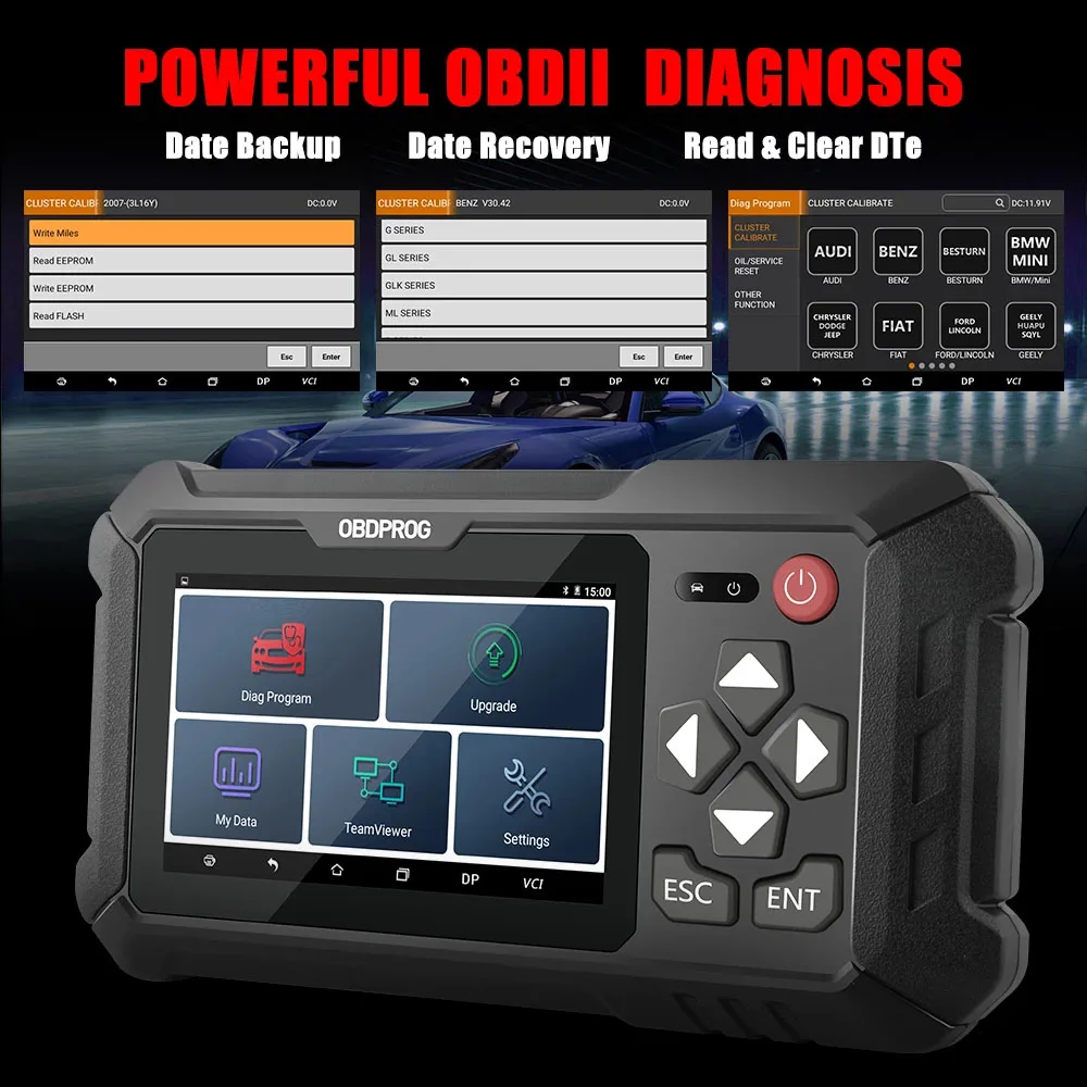 OBDPROG-M500 أدوات معايرة الكتلة سيارة ، OBD2 التشخيص ، أداة إعادة تعيين النفط ، أداة التكيف ، قارئ رمز ، الماسح الضوئي السيارات