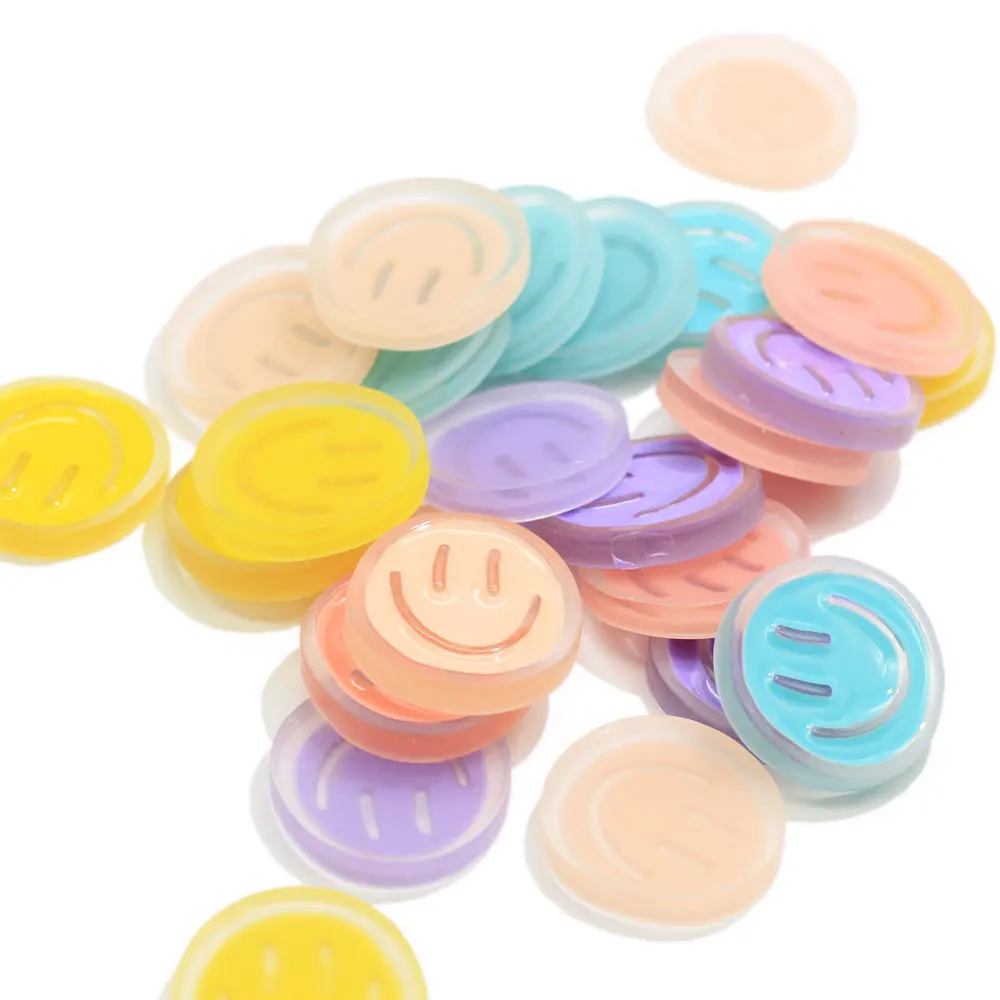 

50/100 pcs 17MM 24MM Assorted Color Resin Smiling Face Cabochon Circle Smile Face Cabochon Round Smiley Face Inspired Craft