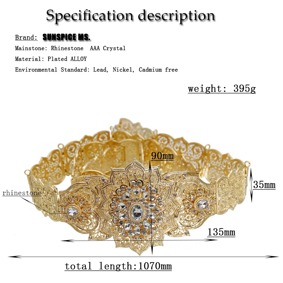 Poyasa European Women Dress Waist Chain Moroccan Caftan Belt Gold Silver Color Arabic Bride Wedding Jewelry Crystal Body Chain