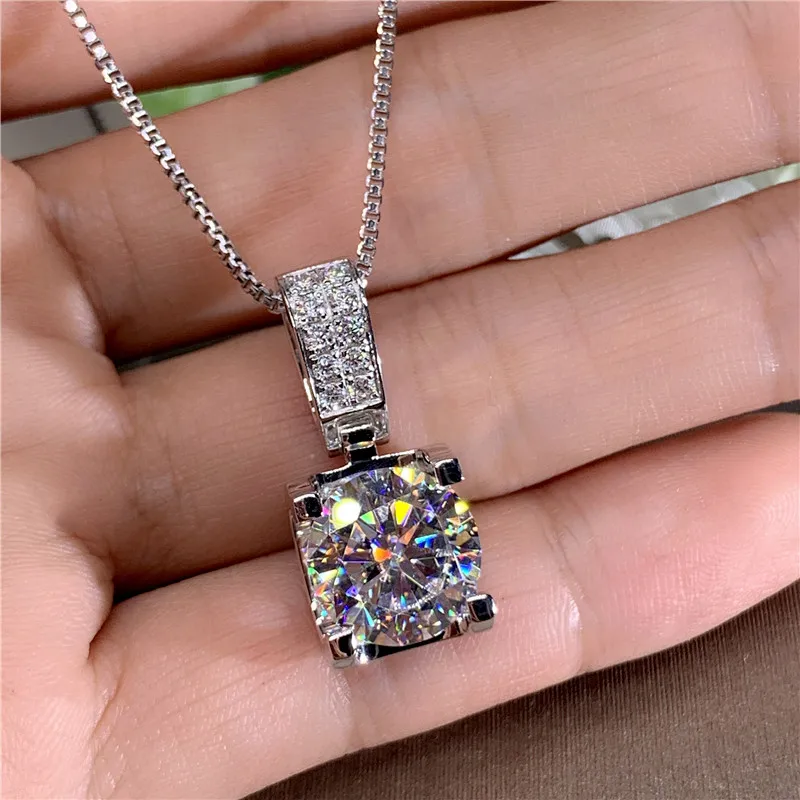 Huitan Fashion Silver Color Pendant Necklace for Women Delicate Box Chain with CZ Good Quality Daily Wear Accessories Fancy Gift