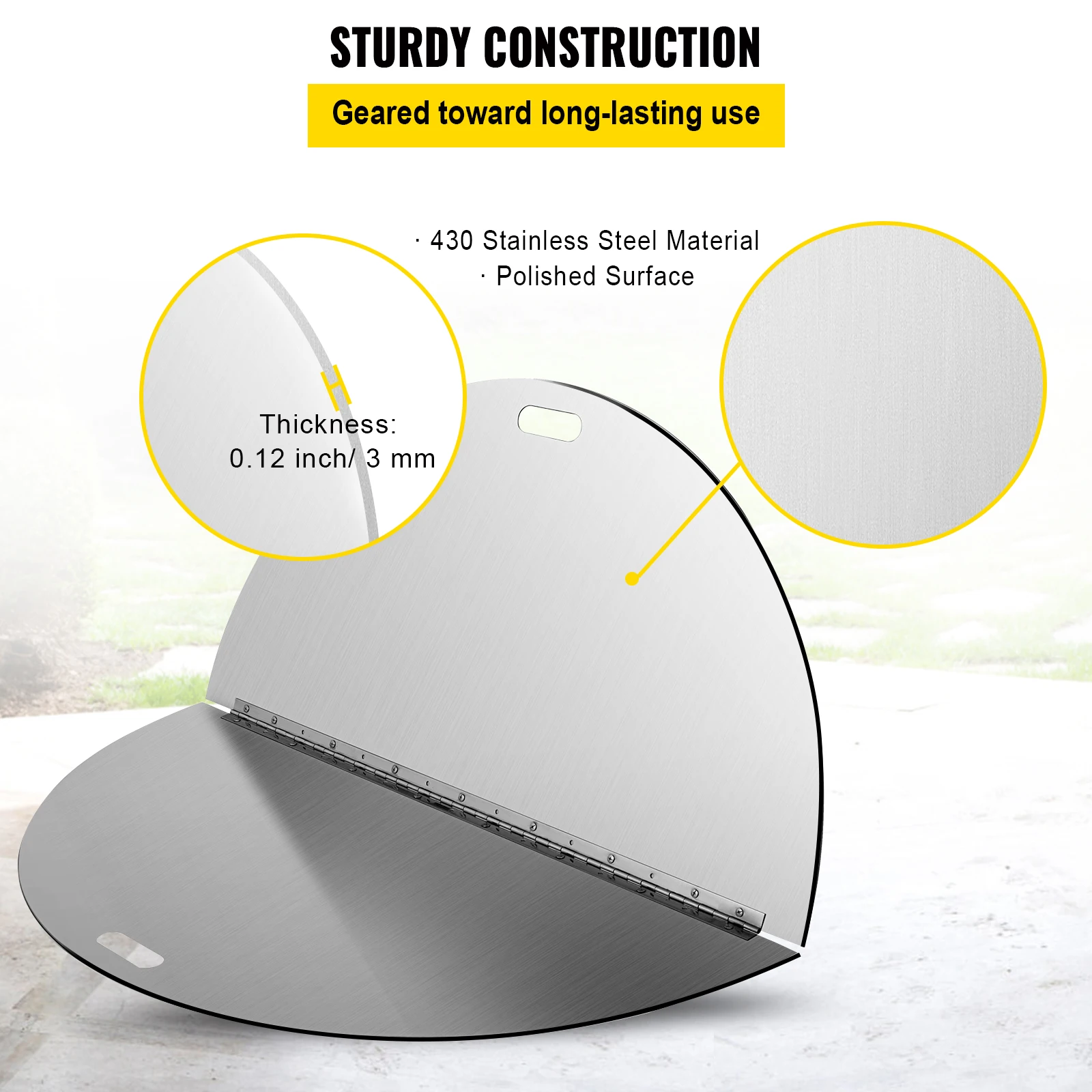 Крышка для камина VEVOR, 40 дюймов, складная, с удобными ручками, из нержавеющей стали 430