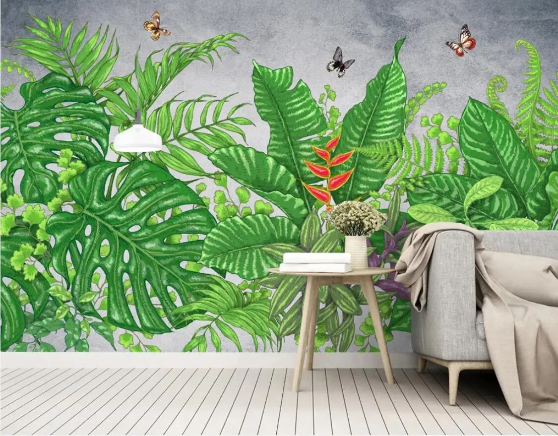 

Watercolor Tropical Wallpaper Abstract Nordic Rain Forest Mural Art Decor Butterfly Papers Home Custom