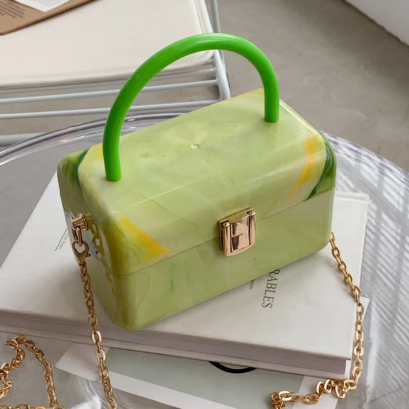 Square Box Party Handbag For Women Purses Clutch Bag Marbling Shoulder Chain Bag Female Tote Crossbody Bag Wedding Pouch 2021