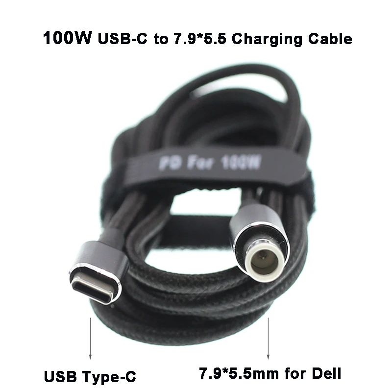 100w usb tipo-c a 7.4*5.0mm dc jack portátil carregamento conector de cabo conversor para dell latitude e6320 e6330 e6400 e6430 e6410