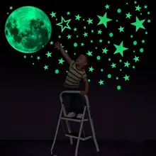 Glow-in-the-dark Moon and Stars Wall Stickers for Kids #4