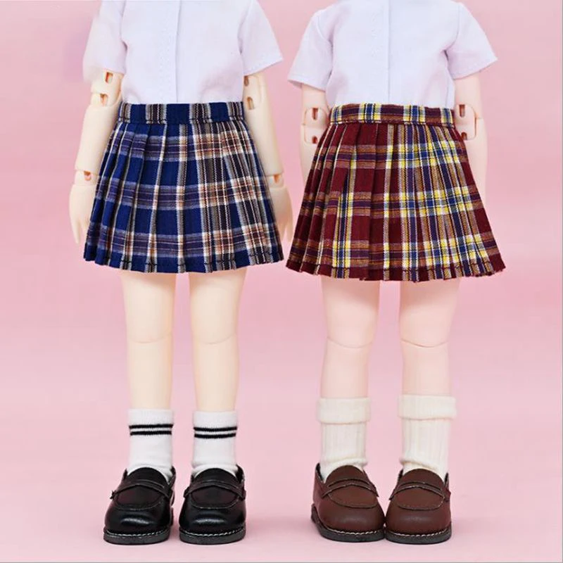 1PCS Fashion School Uniform Dress Short Grid Pleated Skirt for 1/6 BJD Dolls Clothes Accessories