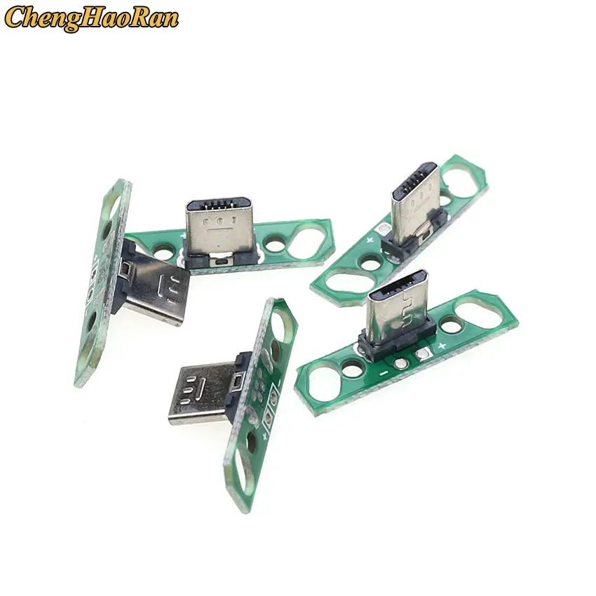 ChengHaoRan 1PCS Data Charging Cable Jack Test Board with Pin Header 90 Degree Micro Mini Micro USB Female Male connector