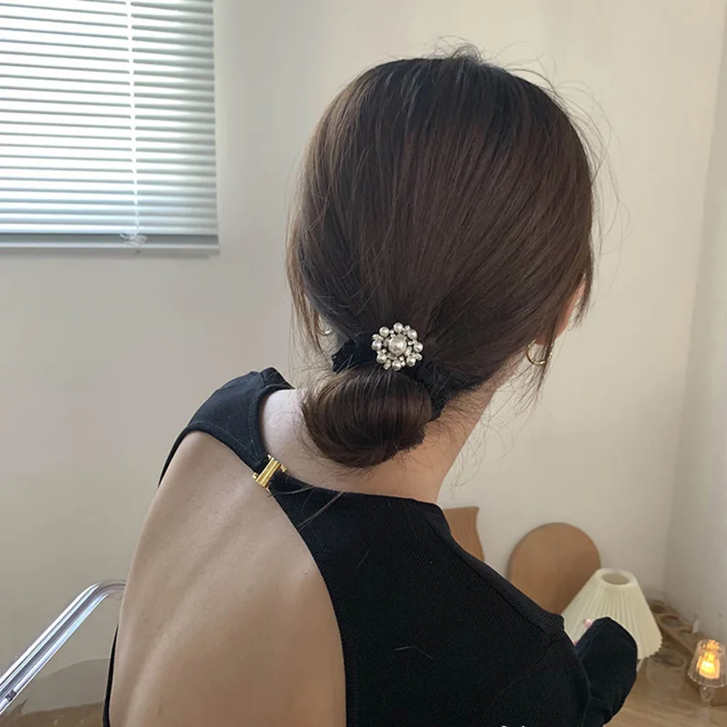 Korean version of all-match super elastic pearl flash drill rope large intestine circle hair circle hair accessory hair rope