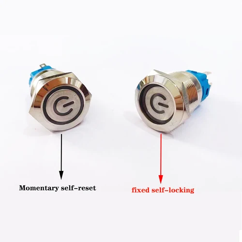 Imagen 2 del producto Interruptor de botón de Metal, 12/16/19/22mm, interruptor de alimentación de motor de coche, 3V, 5v, 12v, 24v, 220v, luz LDE, botón momentáneo autoblocante a prueba de agua