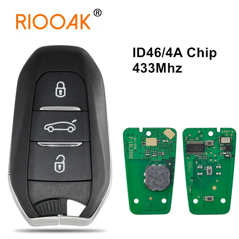 

Car Remote Key Smart Control Keyless Entry Replace Car Key 433.92 FSK 4A 46 Chip For Peugeot 208 308 3008 508 5008