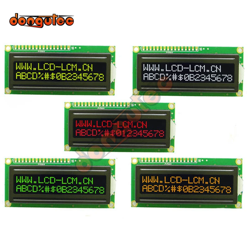 Módulo de pantalla LCD de caracteres, pantalla LCM roja, verde, blanca, naranja, amarilla sobre fondo negro negativo FSTN, 5V, 162, 16x2, 1602A, 1602