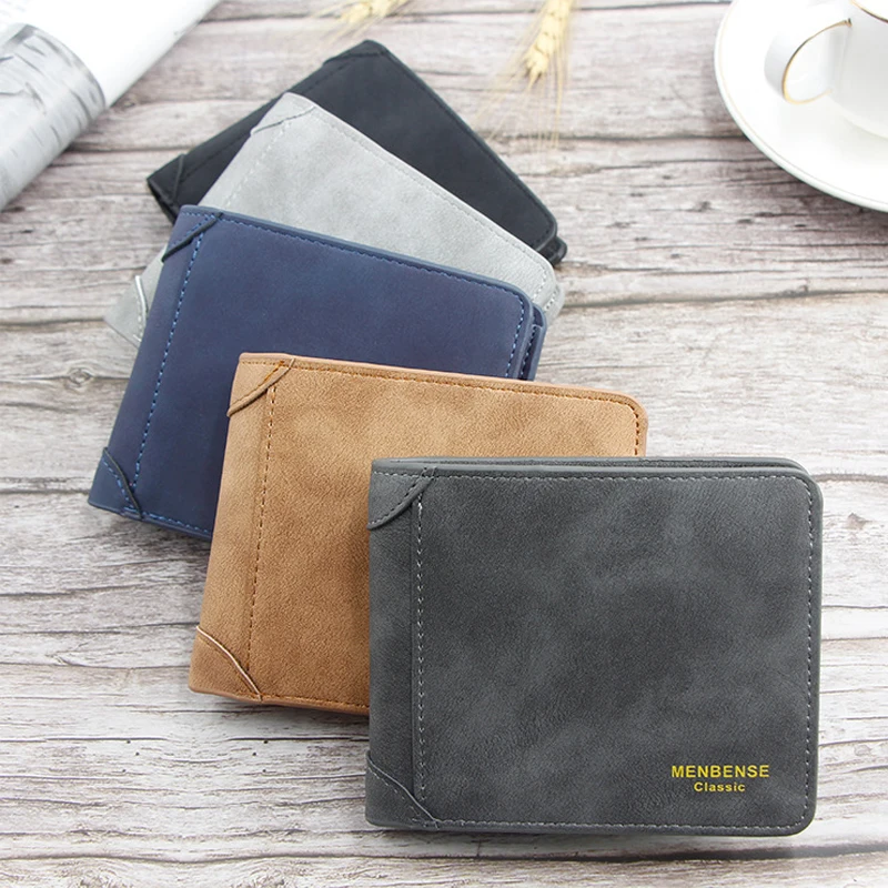 MenBense Men's Wallet Business PU Leather Wallet Short Men's Clutch Bag Casual Patchwork Wallet Card Holder Handbag Money Bags